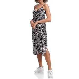 NWT Calvin Klein black & white abstract animal print sleeveless long dress M